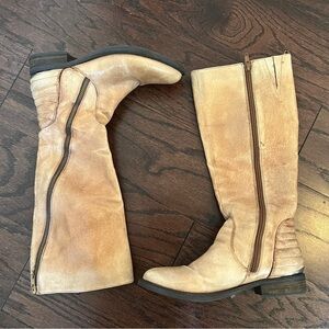 STEVE MADDEN Women’s Beige Leather Knee High Abbey Boots Size 6.5